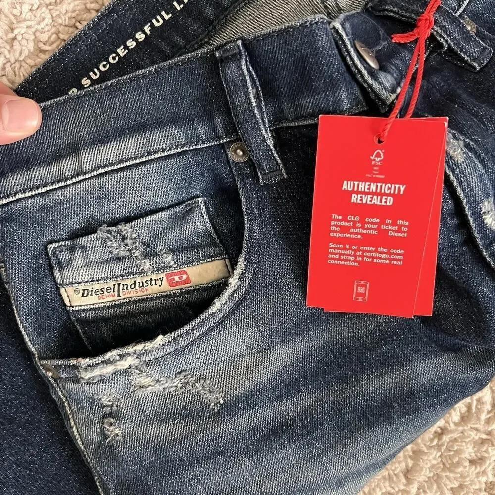 Diesel Mens Jeans 2019 D-Strukt Slim Leg Dark Wash Blue Size 30x30 AO3562 NWT